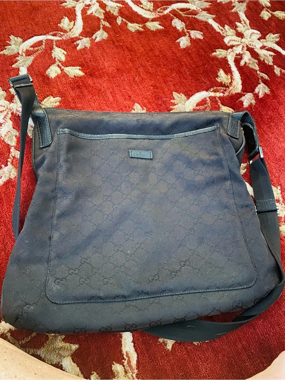 Gucci Black Monogram Messenger Bag